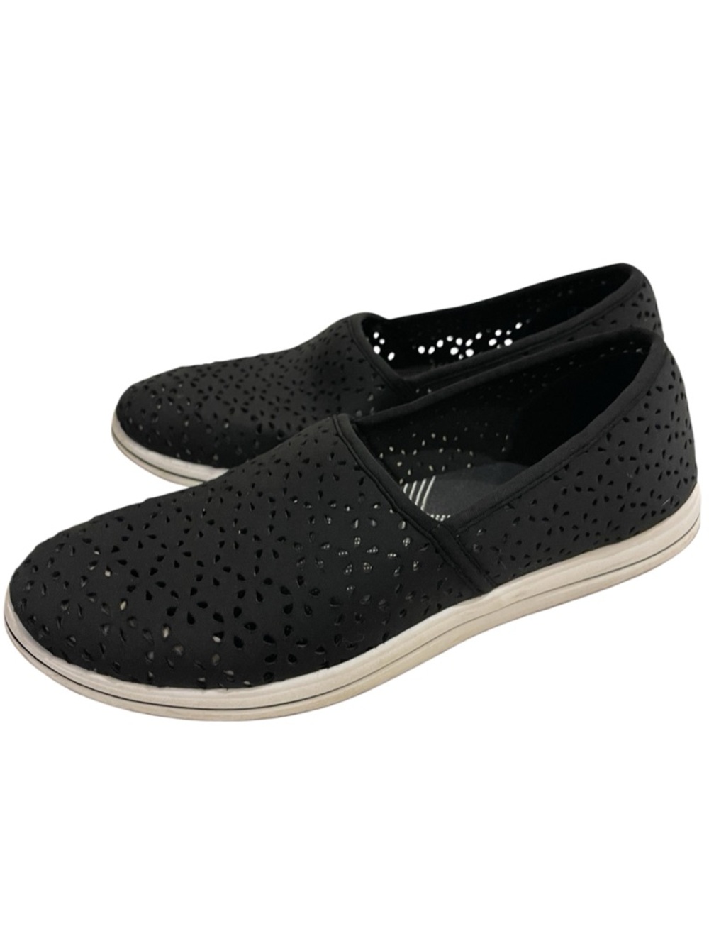 Clarks Cloudsteppers Breeze Emily Black Perforated Slip-On Women's Casual Shoes
